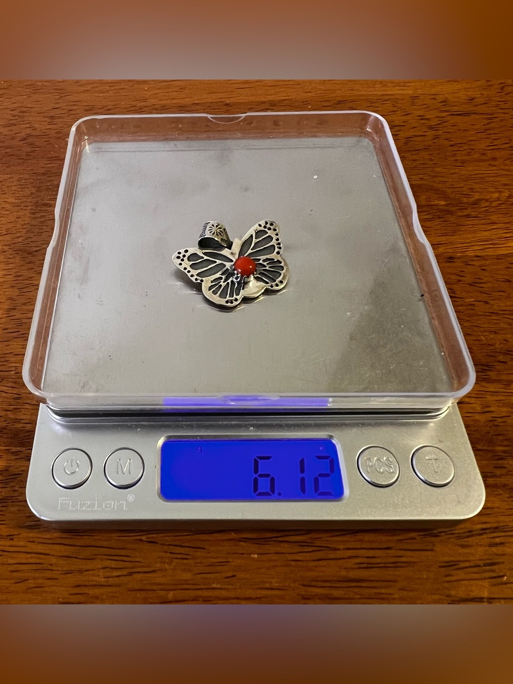 925 Sterling Silver Red Coral Butterfly Pendant Southwestern - Picture 12 of 12